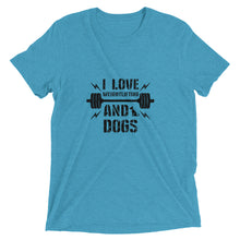 Load image into Gallery viewer, I Love Weightlifting and Dogs T-Shirt
