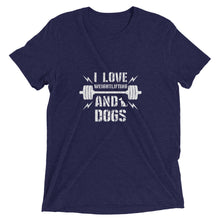 Load image into Gallery viewer, I Love Weightlifting and Dogs T-Shirt
